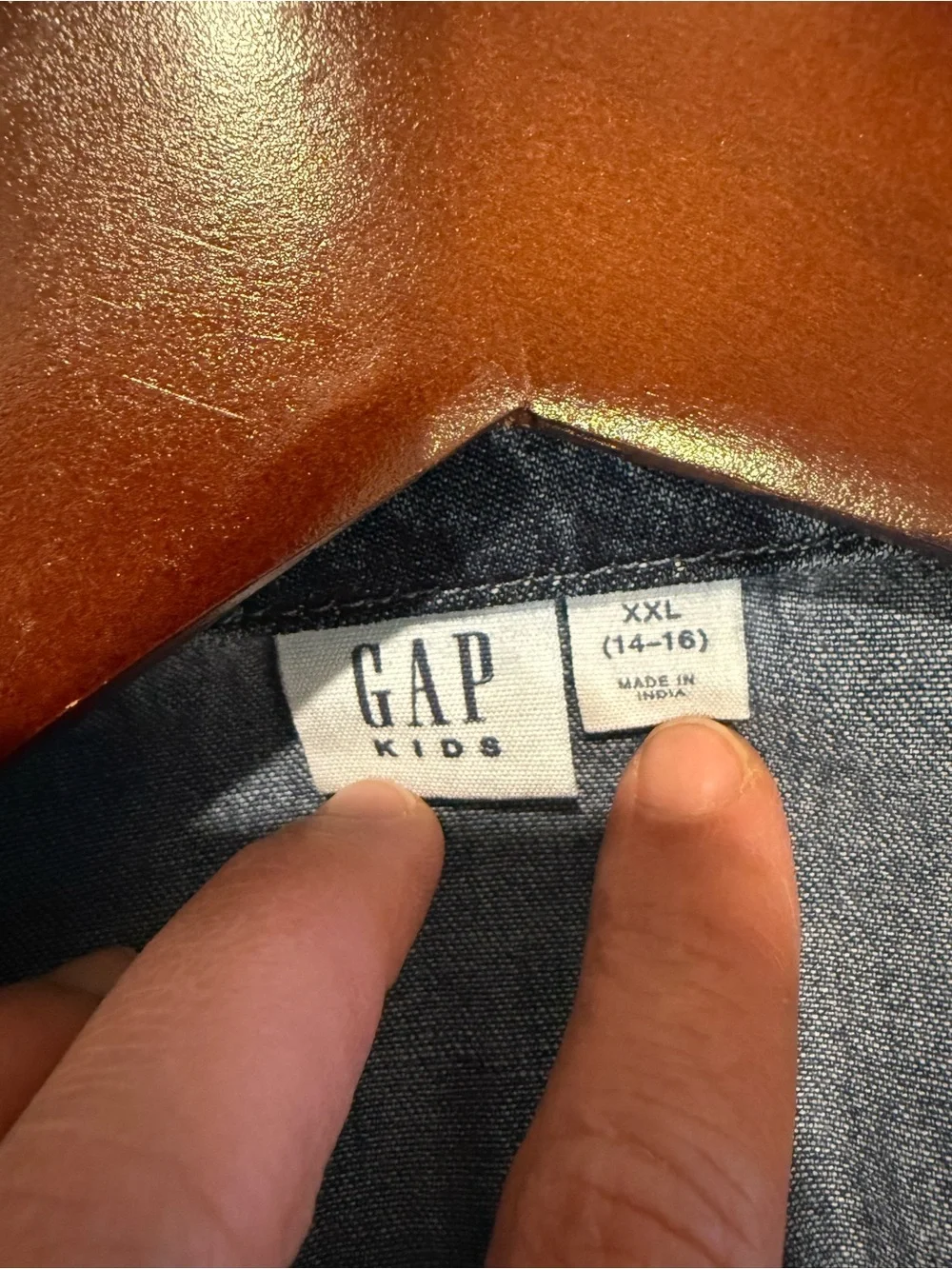 GAP Denim Long Sleeve Western Shirt in Blue with White Snap Buttons